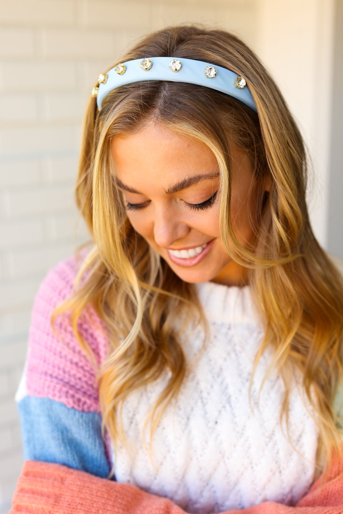 Baby Blue Rhinestone Slim Headband