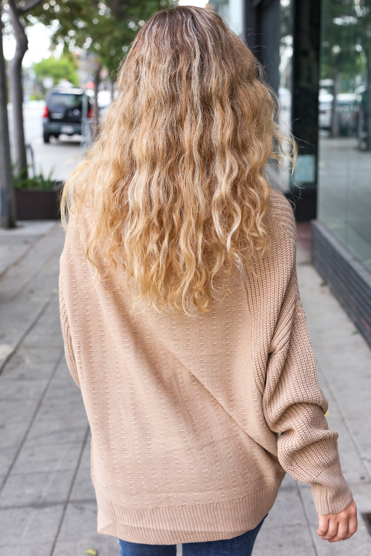 Taupe Asymmetrical Knit Sweater