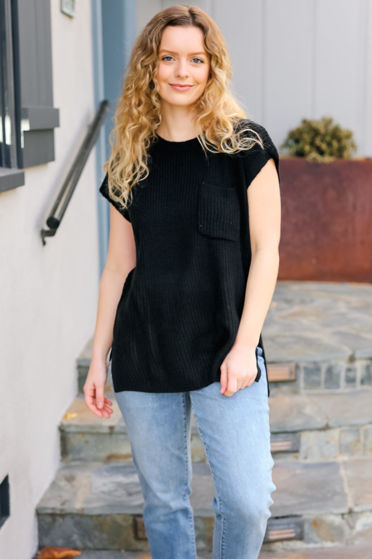 Best In Bold Black Dolman Ribbed Knit Sweater Top