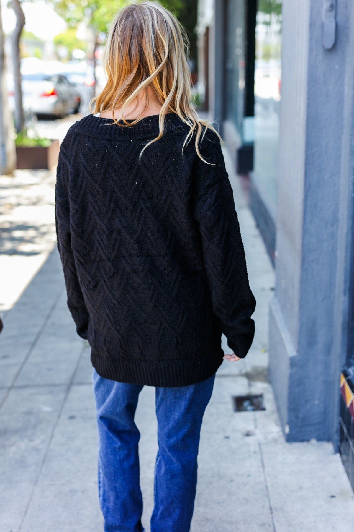 Black Button Down Boyfriend Cardigan