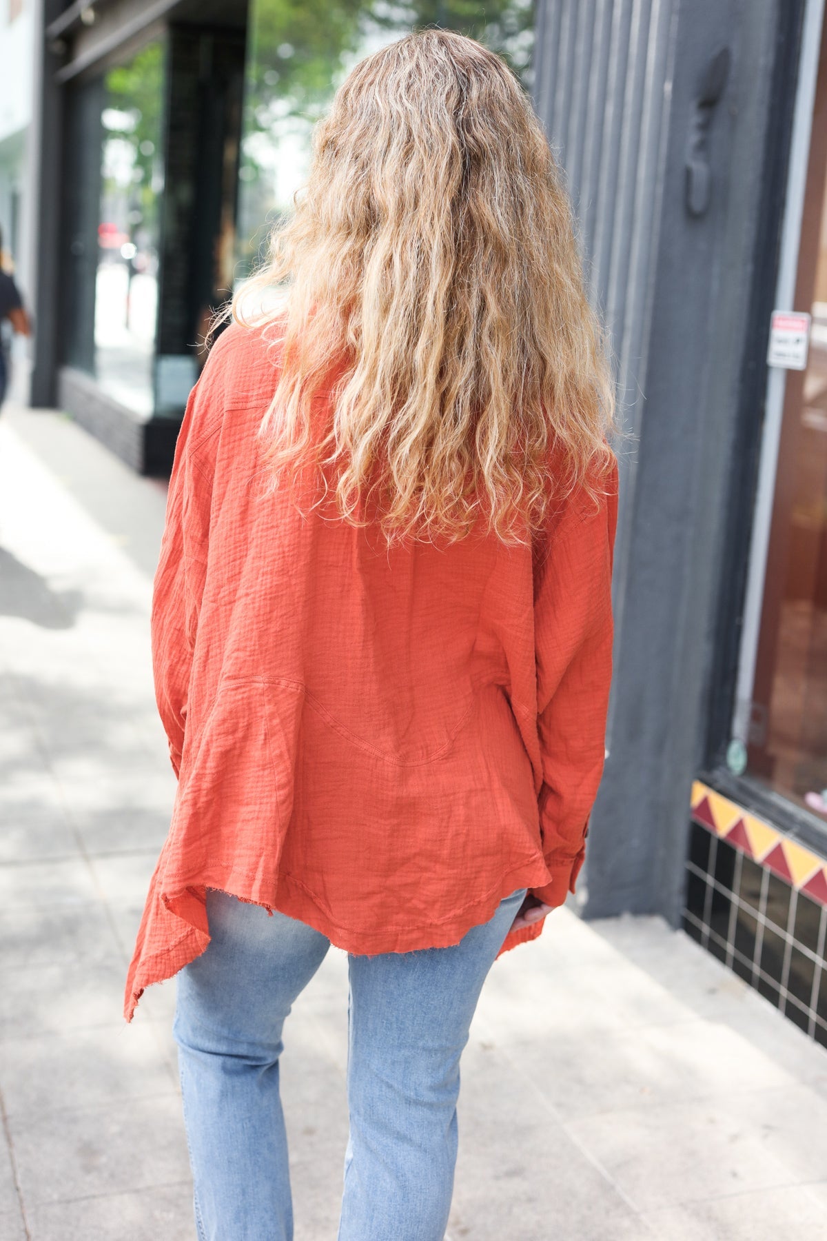 Everyday Rust Button Down Sharkbite Cotton Tunic Top