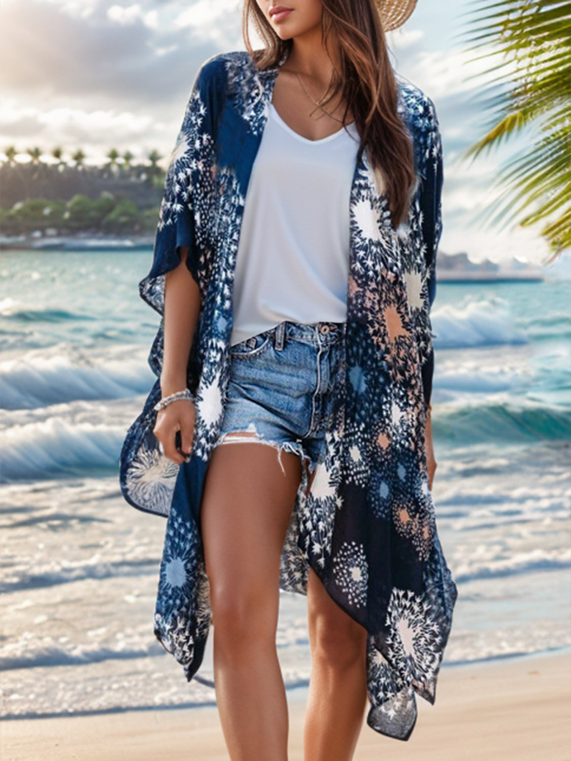 ☀️Printed Open Front Cover-Up