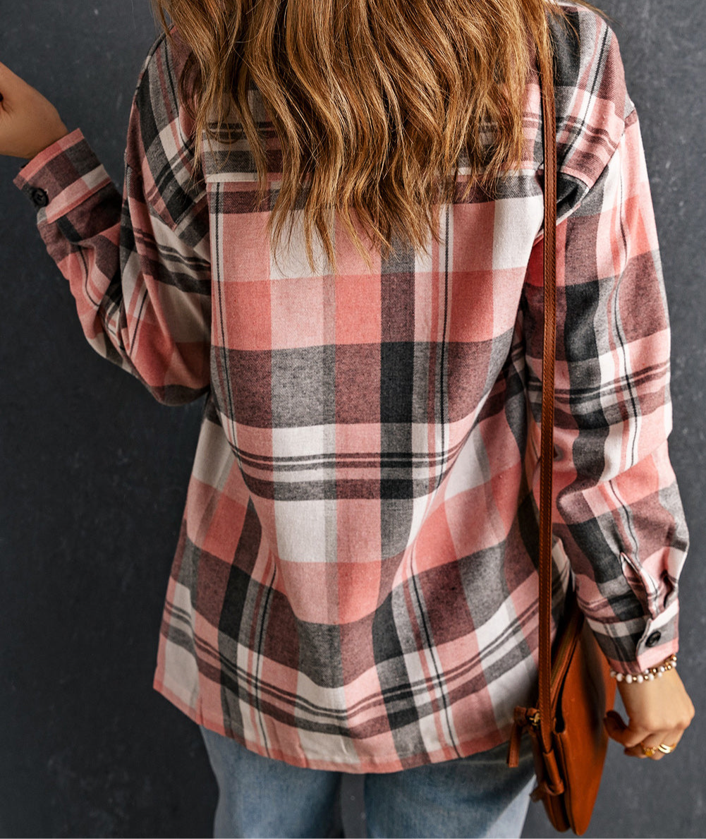 🩶Plaid Dropped Shoulder Shirt