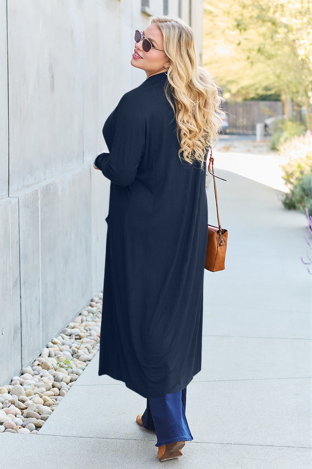 Open Front Long Sleeve Pocket Cardigan