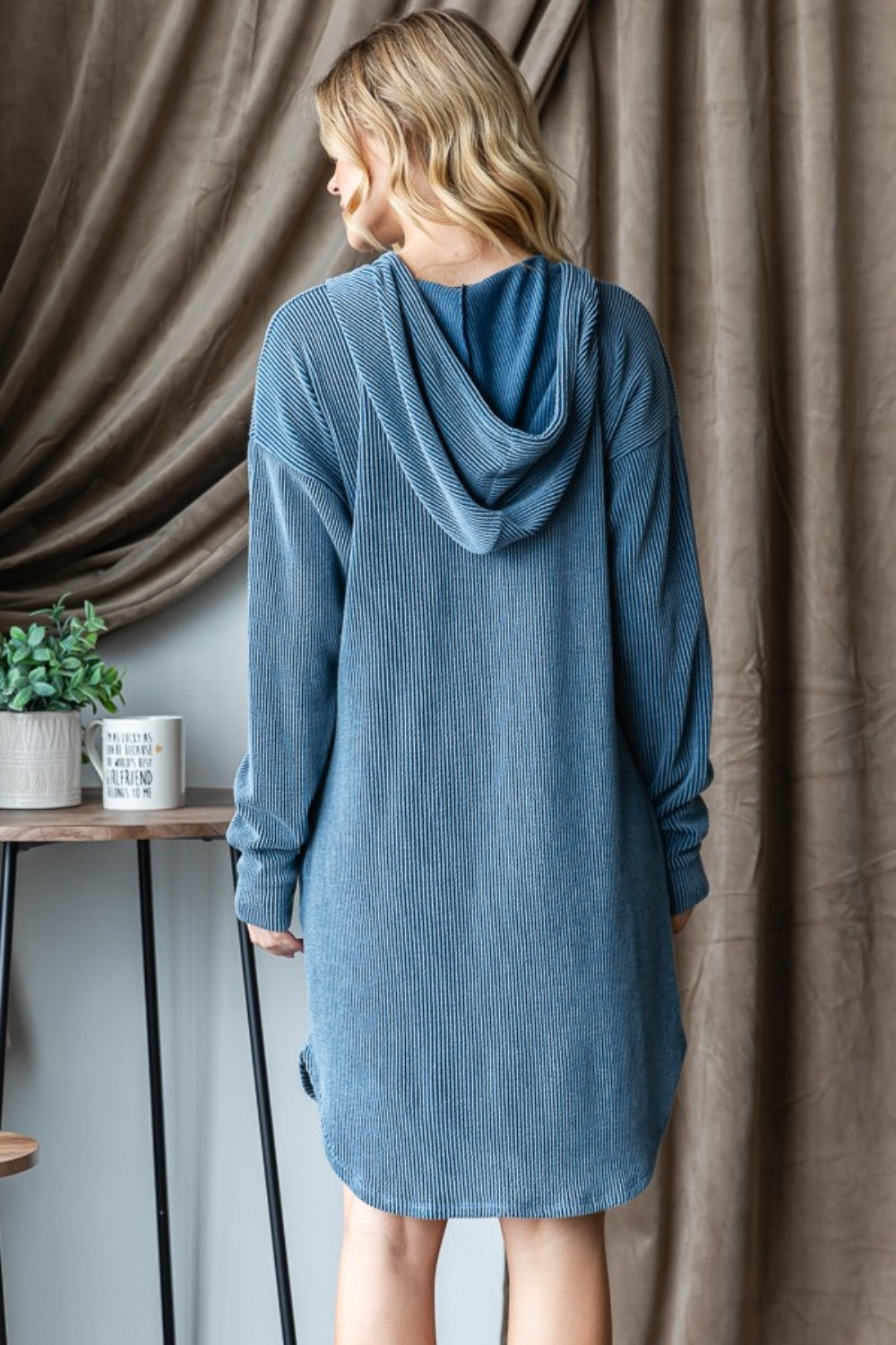 🔷Ribbed Long Sleeve Hooded Dress