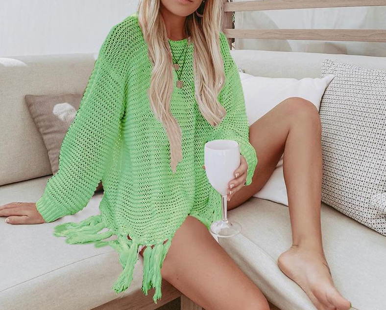 Knitted Cutout Tassel Beach Top