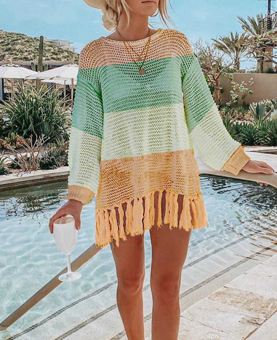 Knitted Cutout Tassel Beach Top