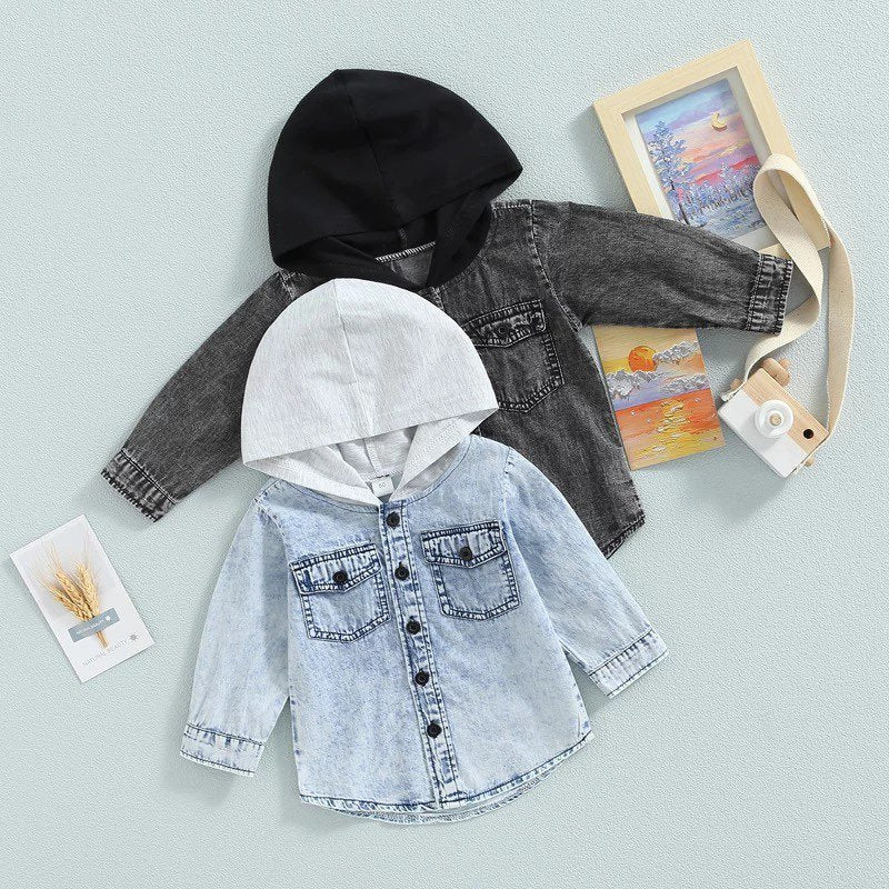 RTS: Lil Hooded Denim Shacket-