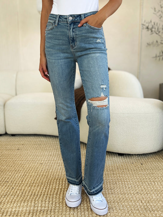 ❤️Judy Blue Mid Rise Destroyed Hem Distressed Jeans