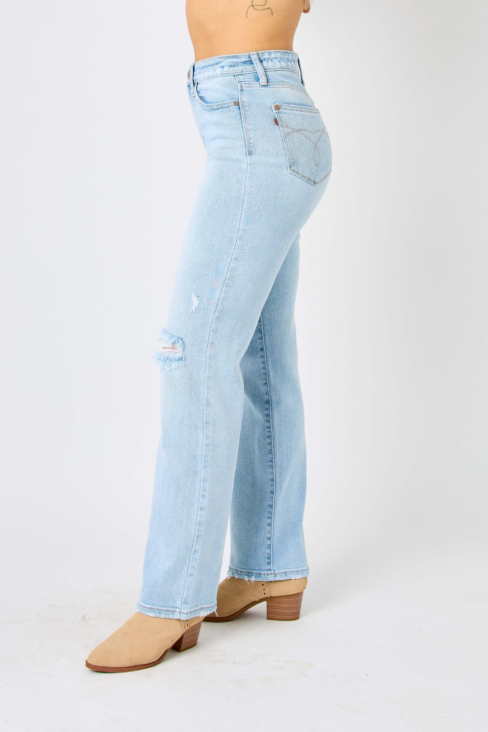 Judy Blue High Waist Distressed Straight Jeans