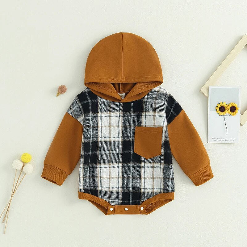 RTS: The Brady Hooded Plaid Onesie and Shirt-