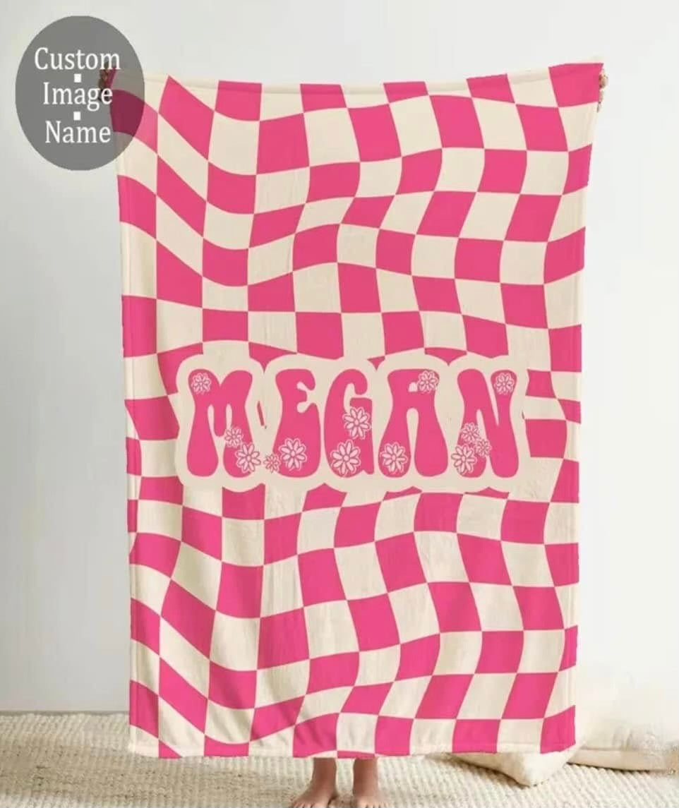 Custom Name Checkered Blanket Pre-Order