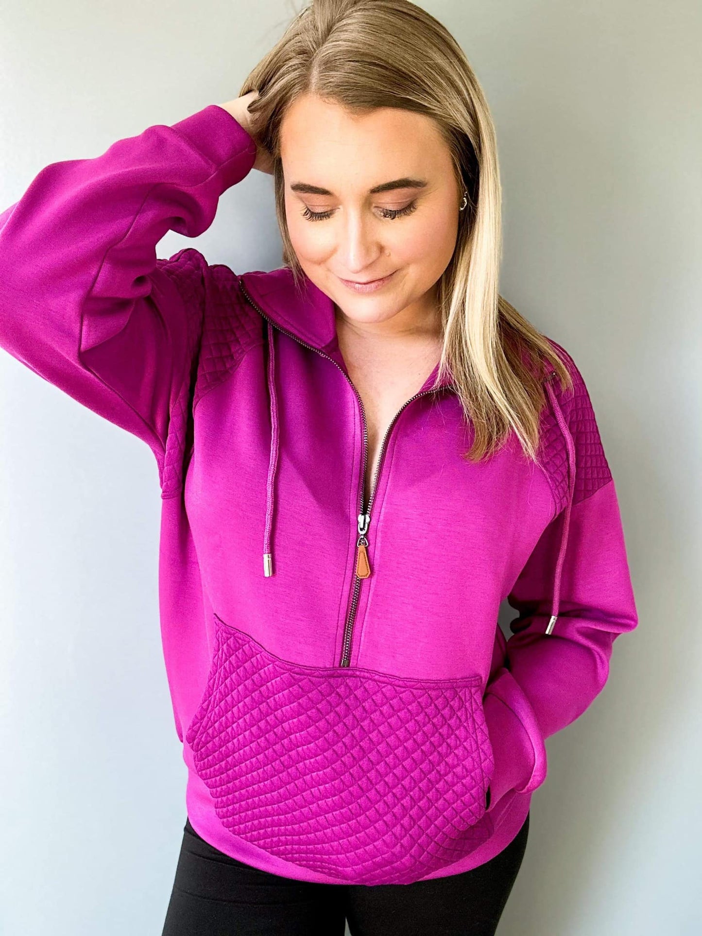 QUINN QUILTED HALF ZIP PULLOVERS