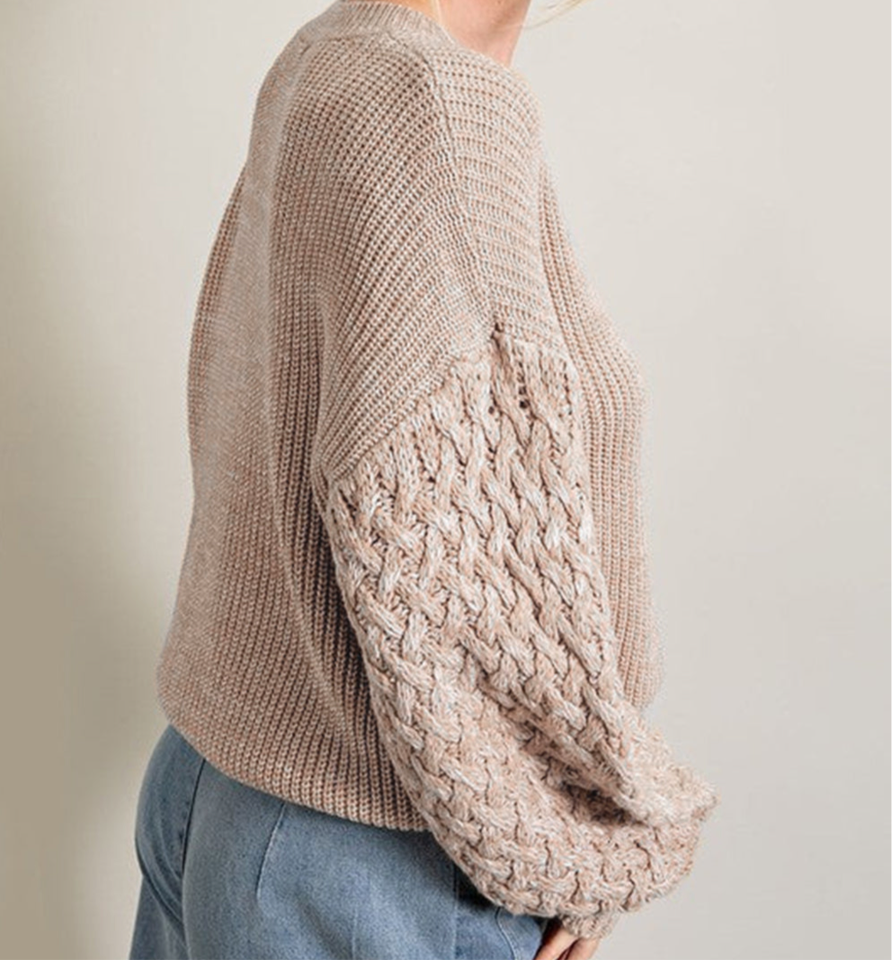 Knit Sleeve Drop Shoulder Sweater