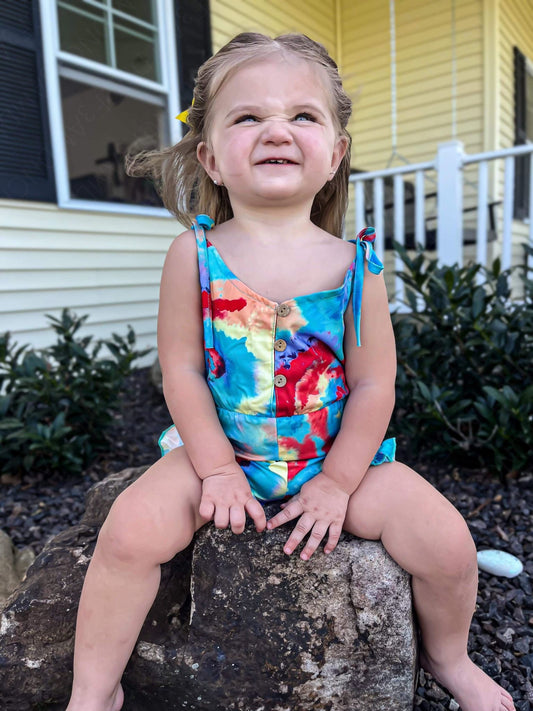 RTS: The Melanie Tie Dye Girl's Romper