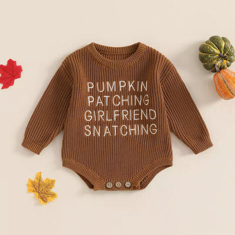 RTS: Pumpkin Patch Knit Onesie