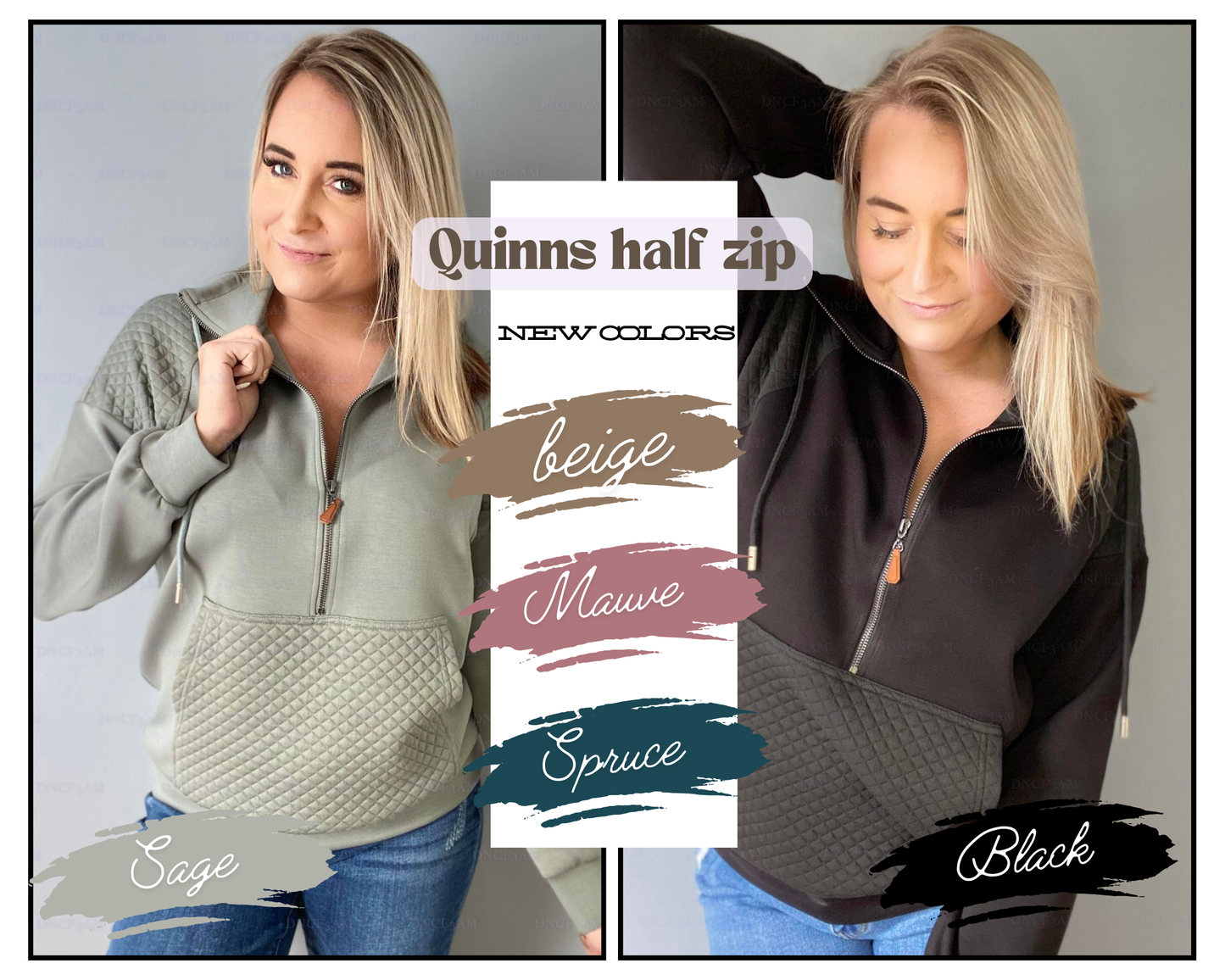 QUINN QUILTED HALF ZIP PULLOVERS