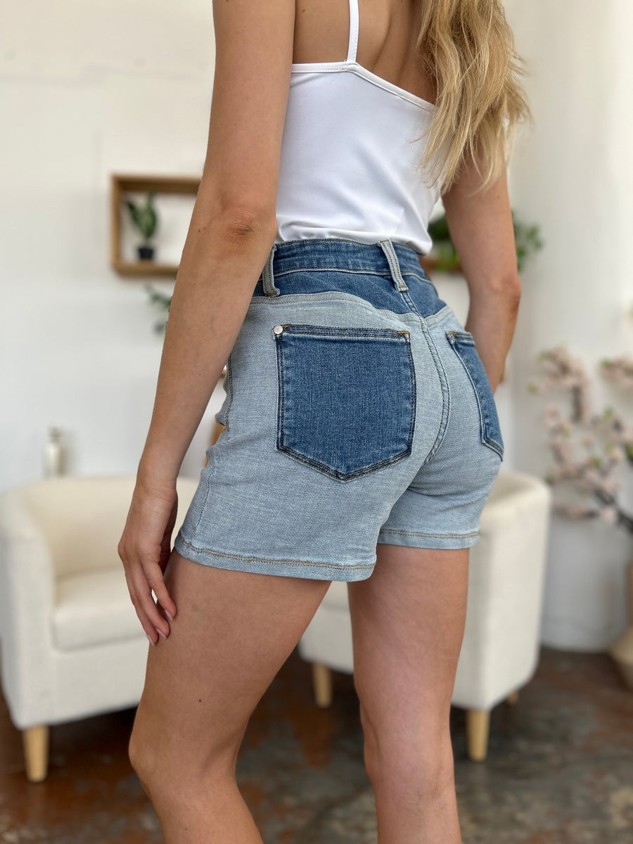 Judy Blue Color Block Denim Shorts