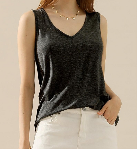 V-Neck Curved Hem Tank