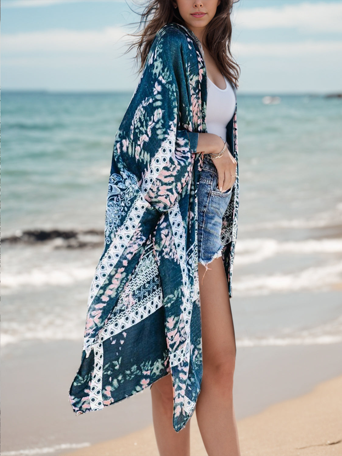 ☀️Printed Open Front Cover-Up