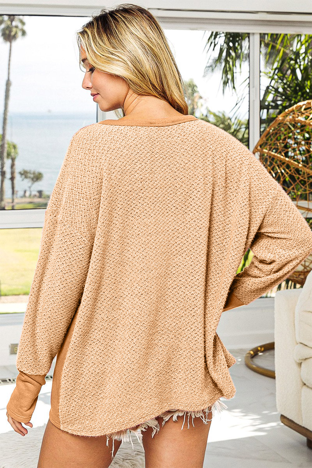 *BiBi Thumb Opening Long Sleeve Top with Kangaroo Pocket