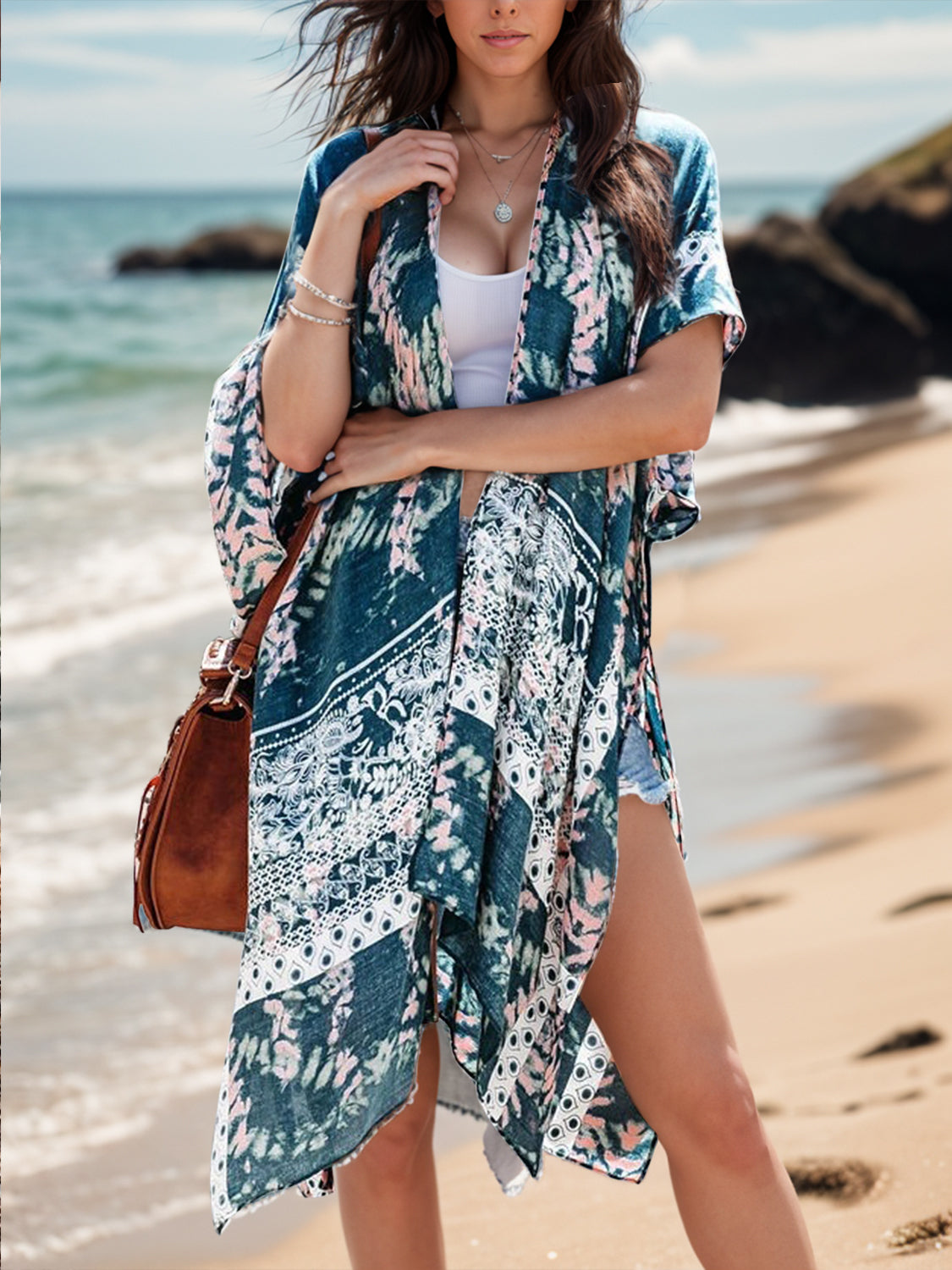 ☀️Printed Open Front Cover-Up