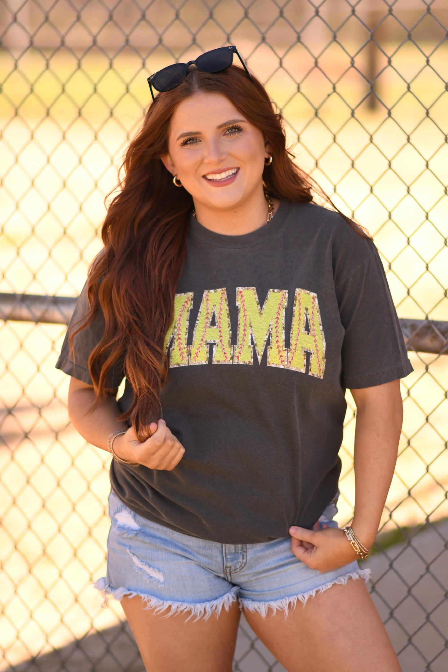 Mama Faux Softball Patch Tee