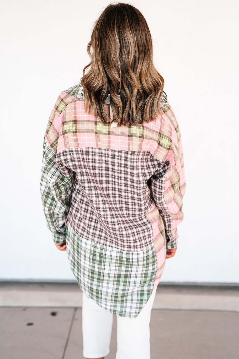 RTS: The Lizzy Plaid-block High Low Shirt-