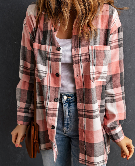 🩶Plaid Dropped Shoulder Shirt