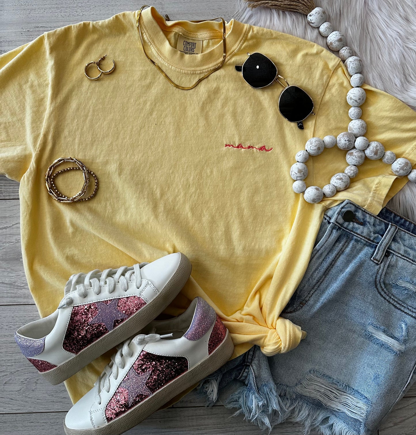 Butter Dainty Mama Embroidered Tee