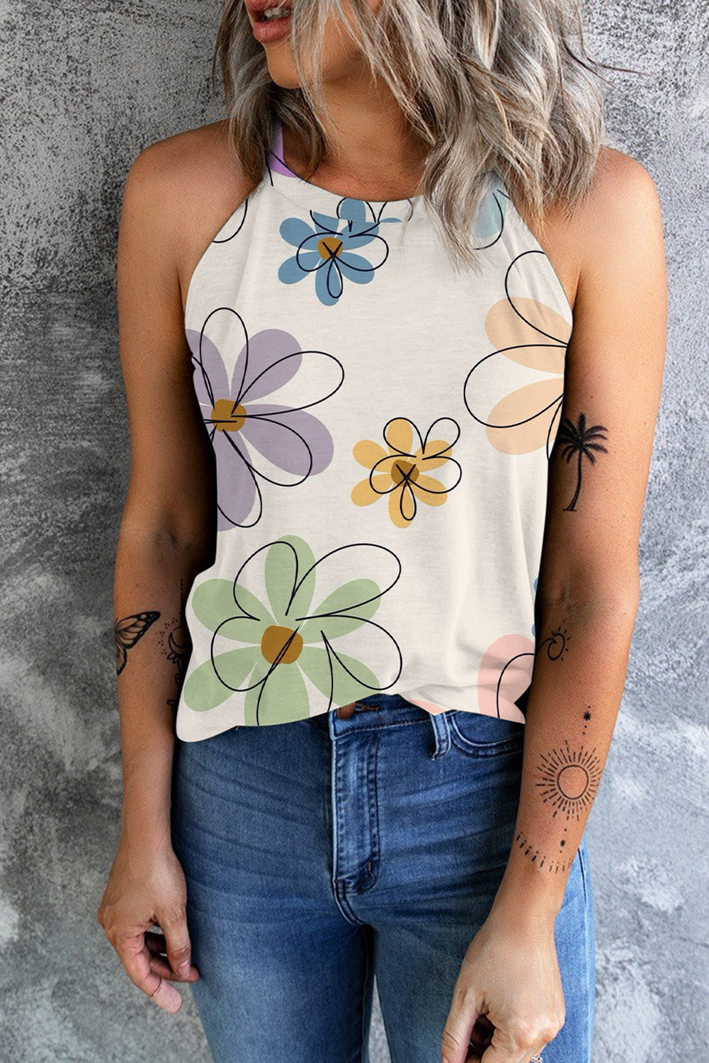 🌸Printed Round Neck Tank