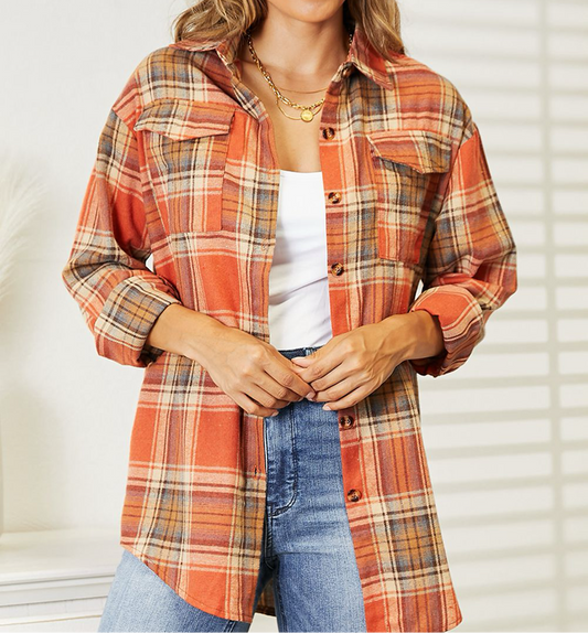 Plaid Dropped Shoulder Shirt