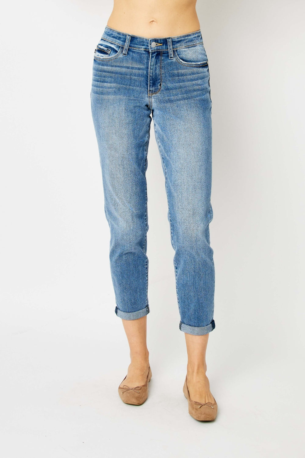 Judy Blue Size Cuffed Hem Slim Jeans