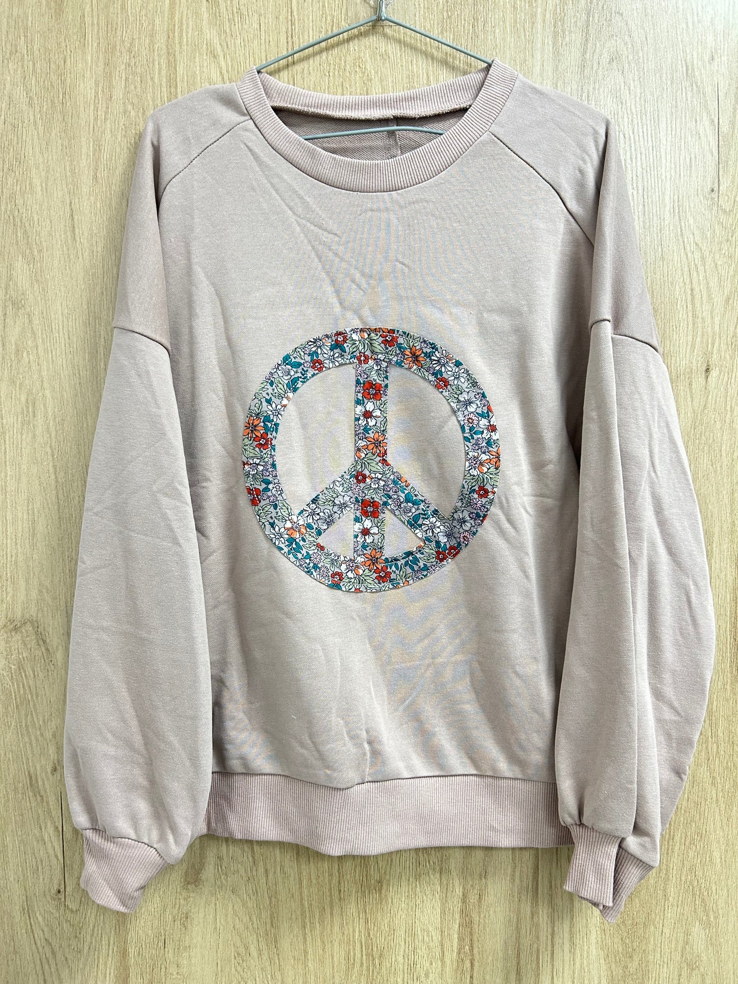 Floral Peace Symbol Patchwork Sweatshirt