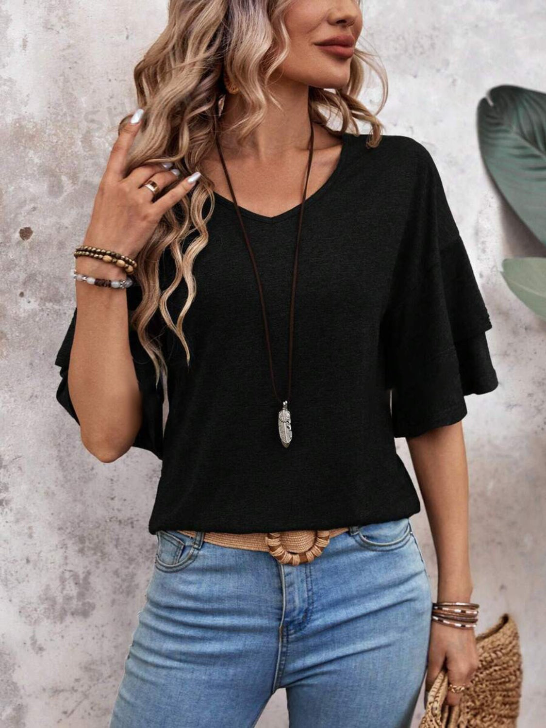 V-Neck Half Sleeve Tee