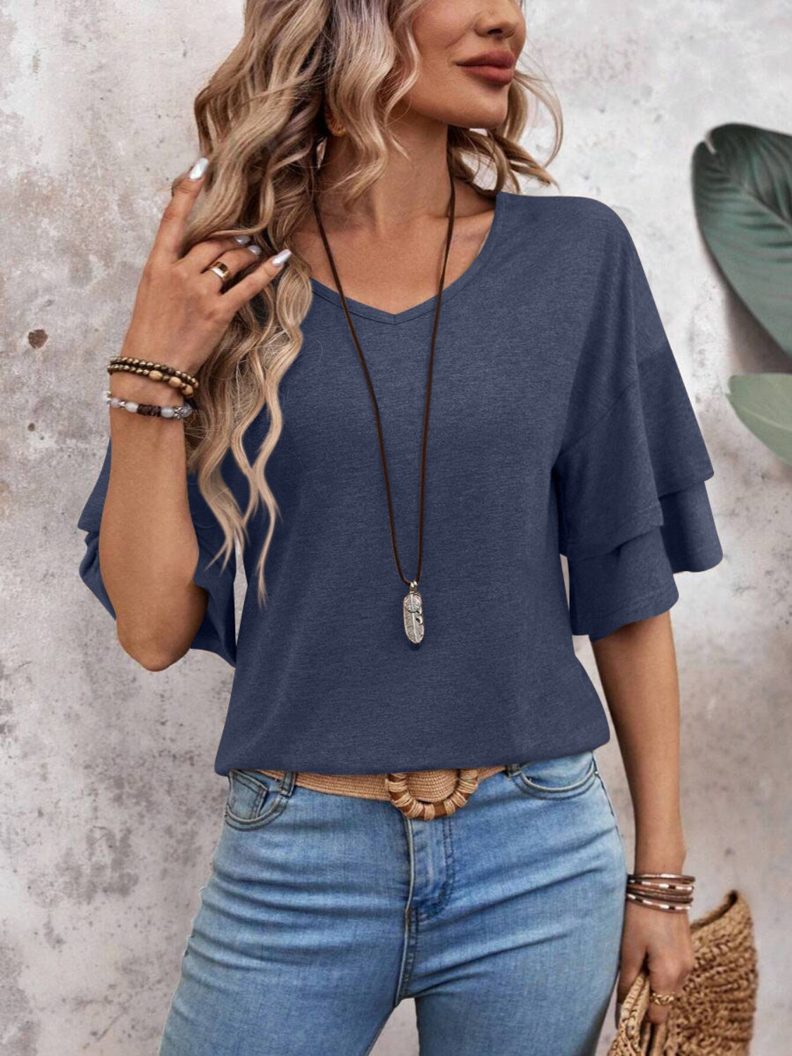 V-Neck Half Sleeve Tee