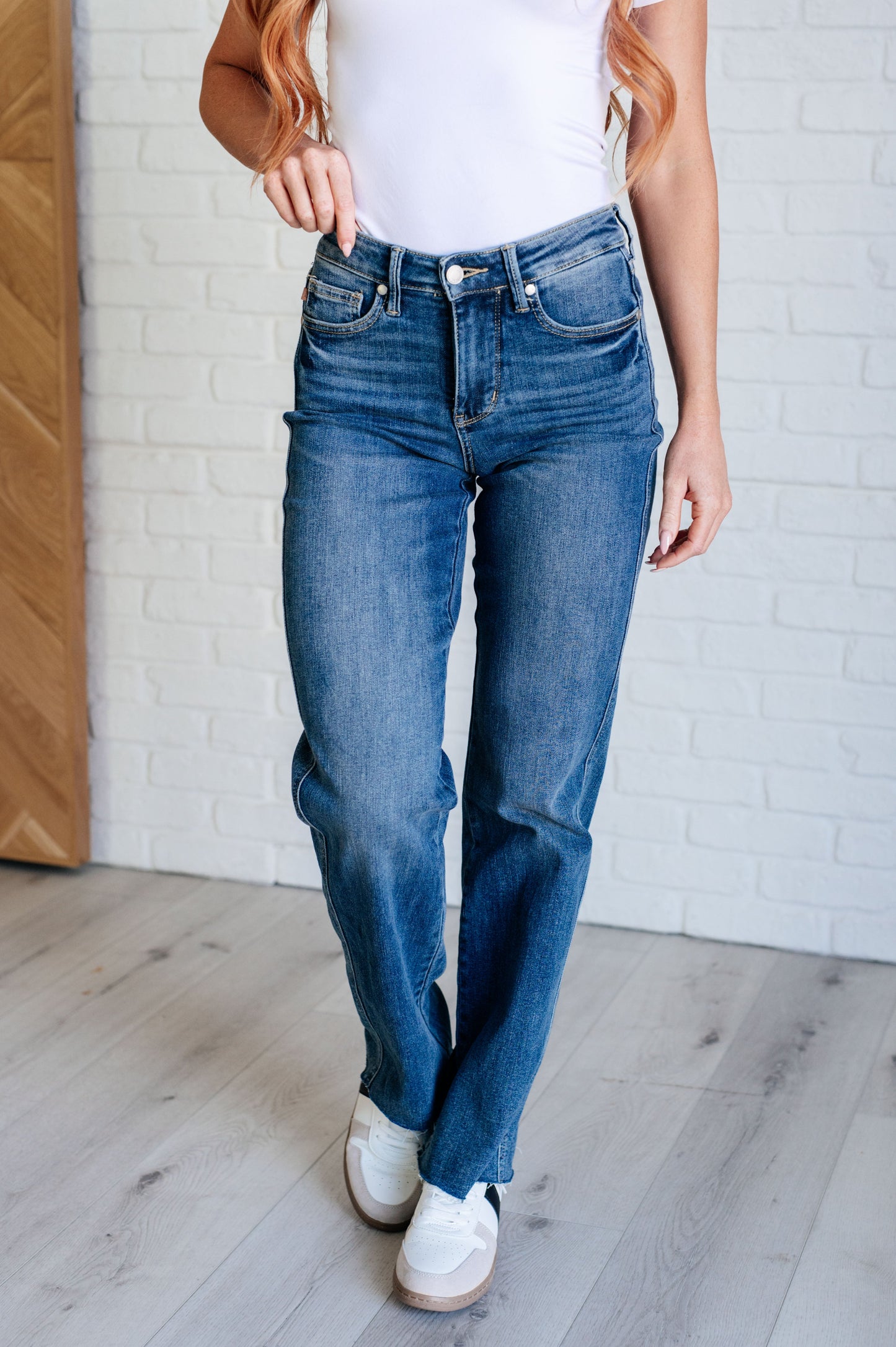 Judy Blue Anita Mid Rise Control Top Vintage Straight Jeans