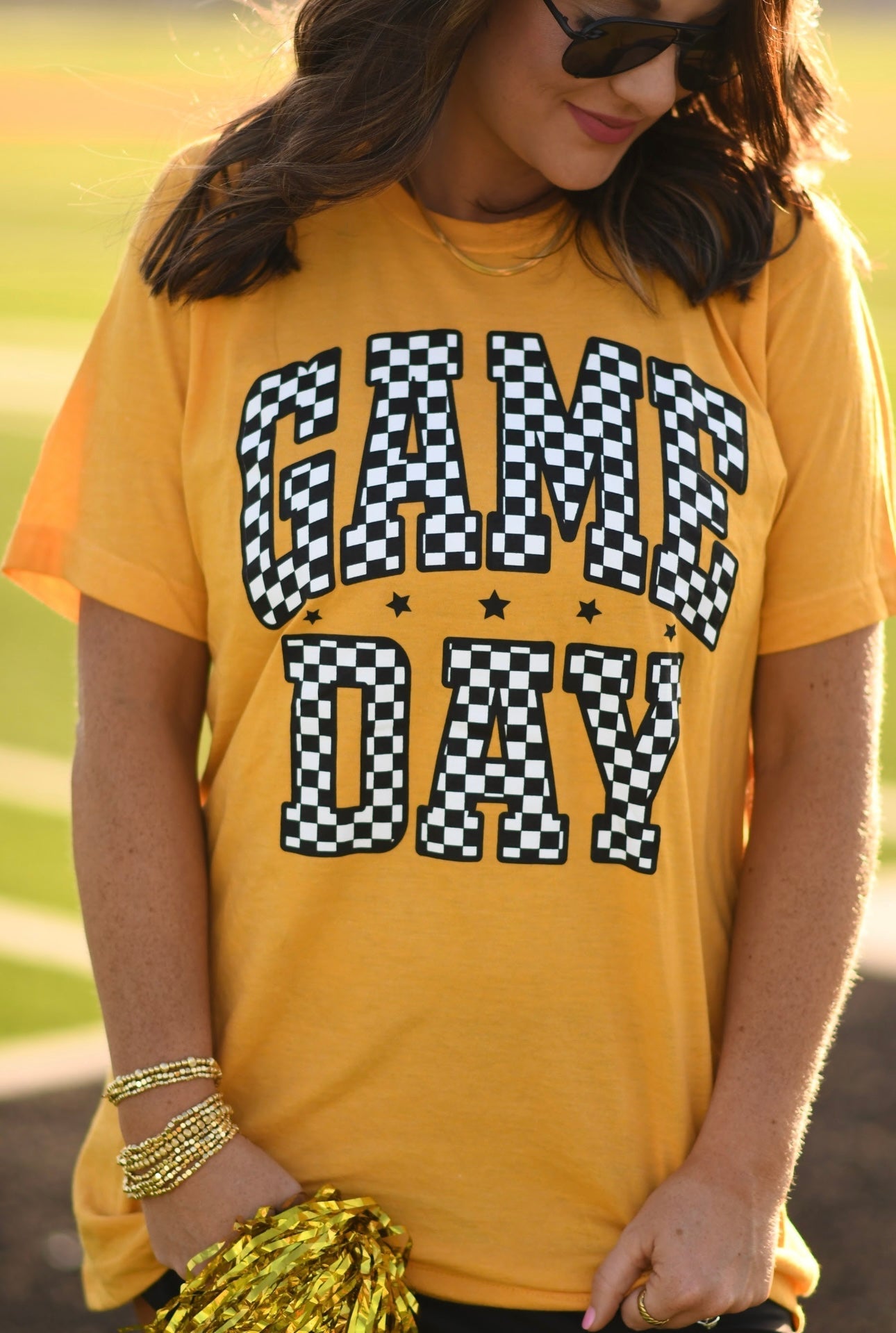 **SALE** RTS Gold Checkered Game Day Tee