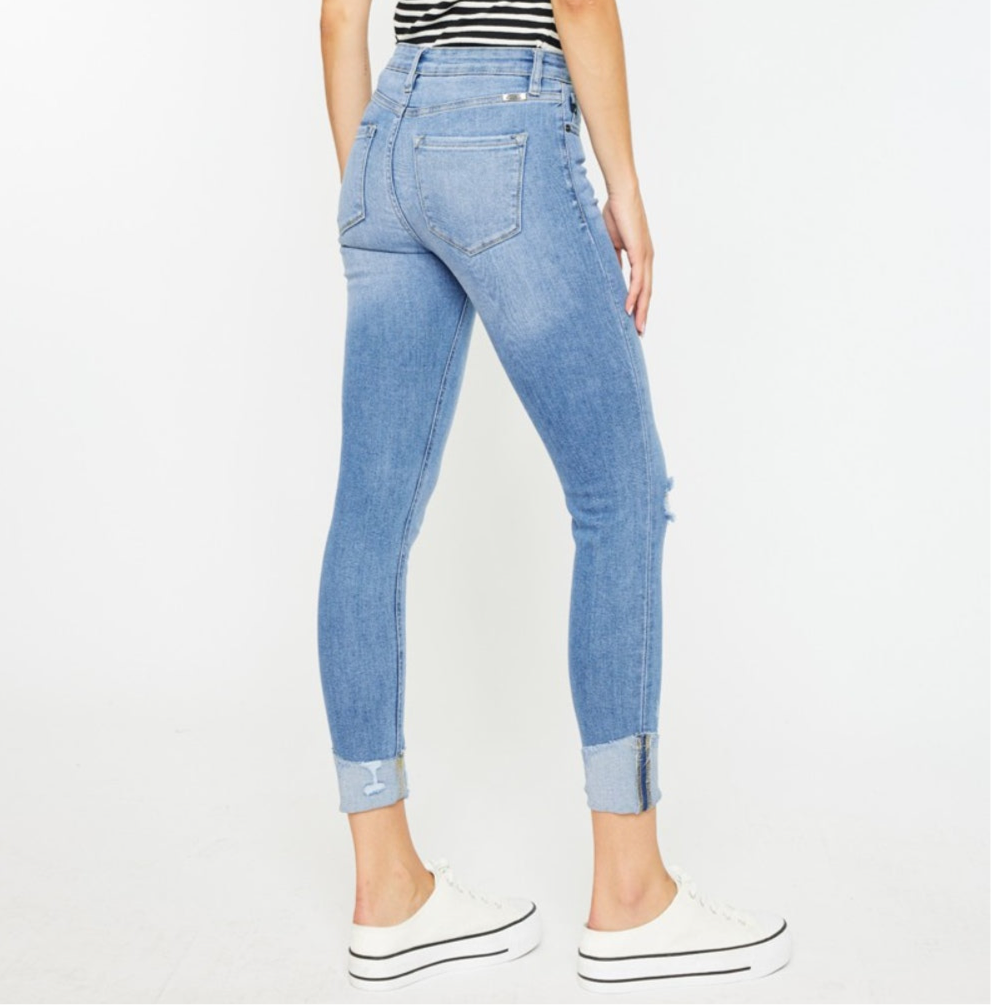 Kancan Distressed Cat's Whiskers Button Fly Jeans