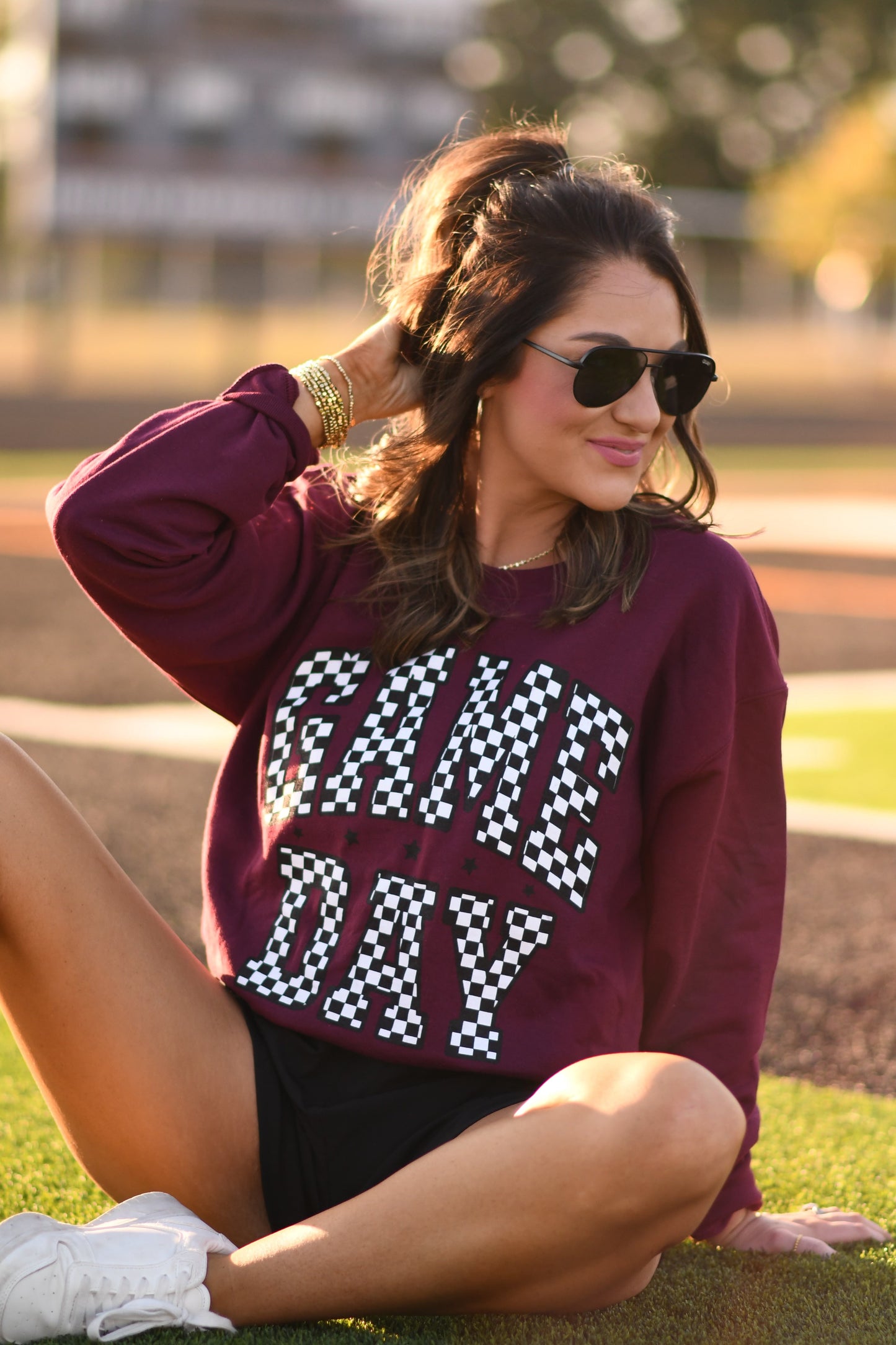 RTS Maroon Checkered Game Day Sweatshirt