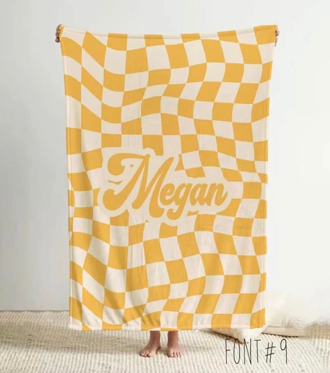 Custom Name Checkered Blanket Pre-Order