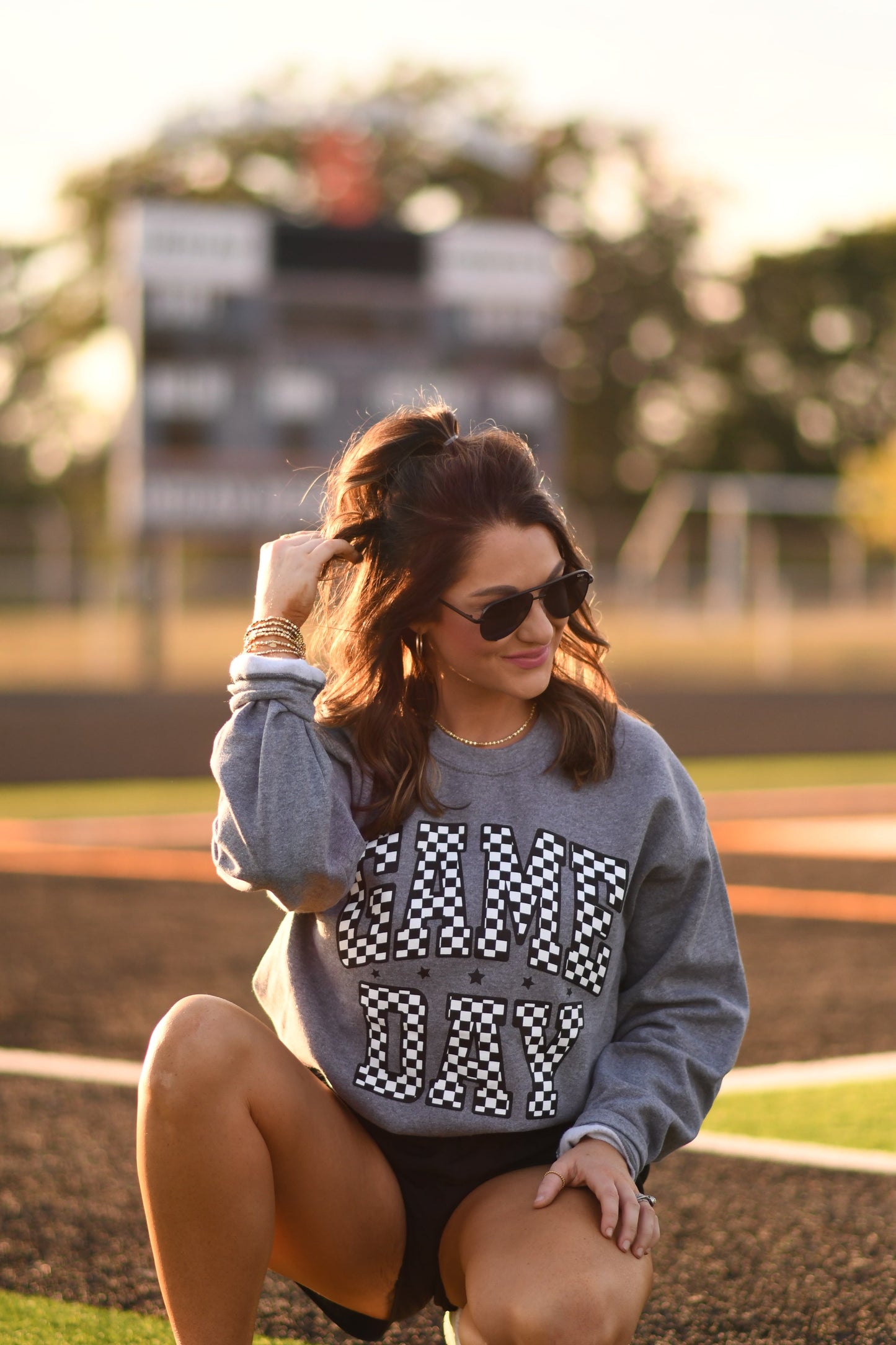 RTS Gray Checkered Game Day Sweatshirt