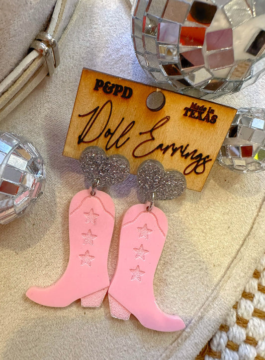 RTS Light Pink Boot Earrings