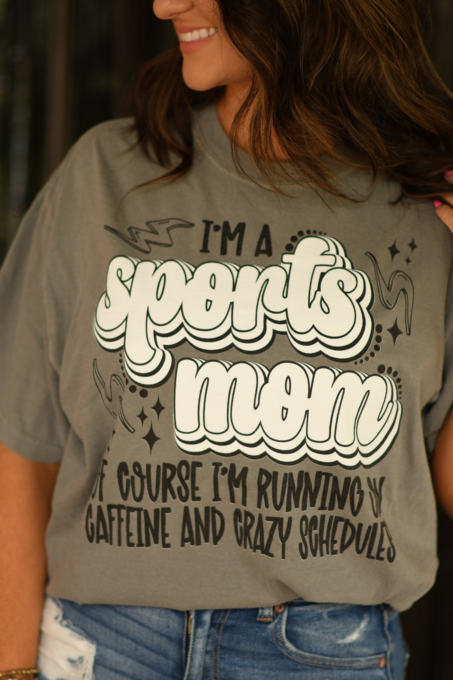 I’m A Sports Mom Of Course I’m Running On Caffeine And Crazy Schedules Pick Your Color Tee