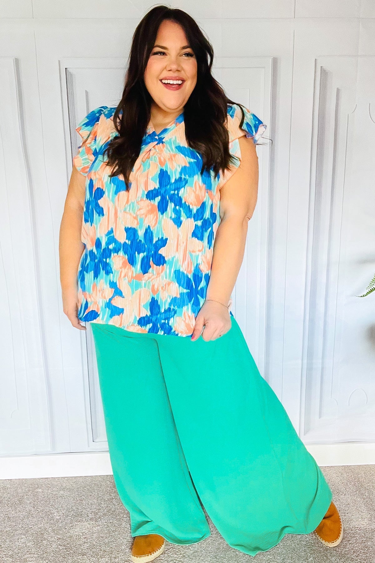 Just Dreaming Emerald Smocked Waist Palazzo Pants