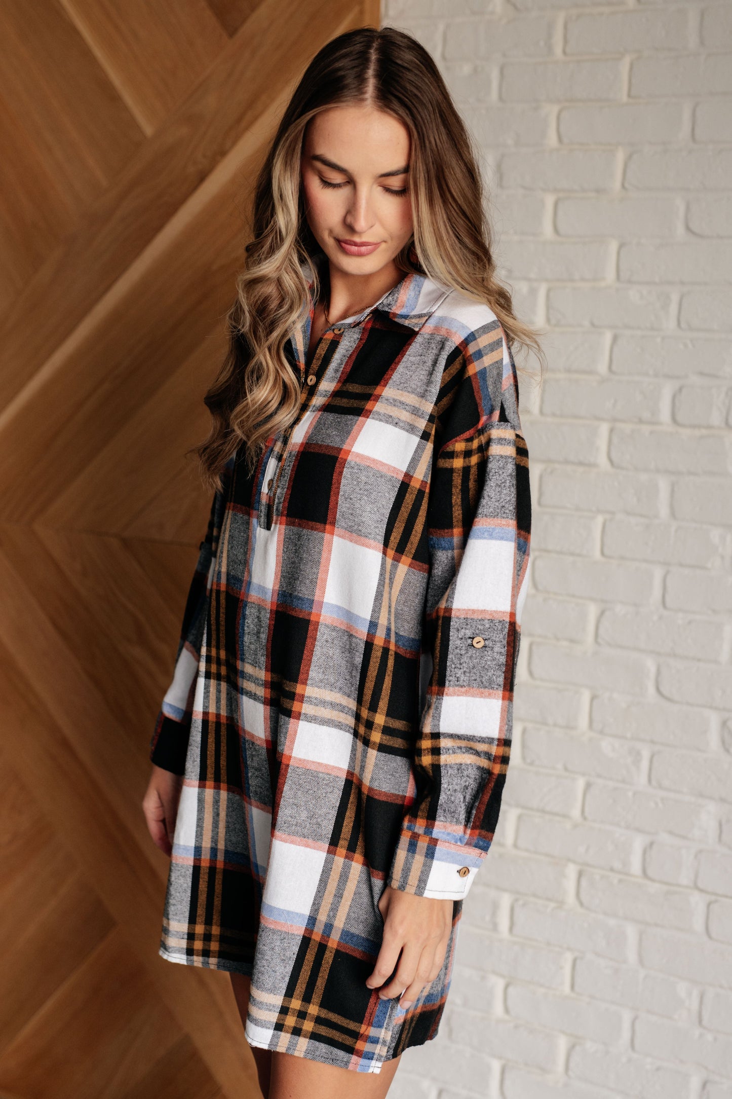 Make it Right Flannel Plaid Shirt Dress