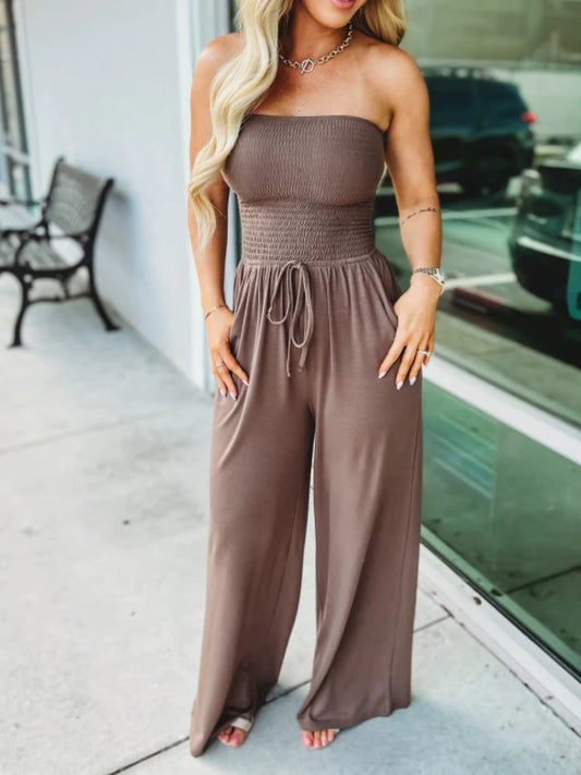 Strapless Wide Leg Jumpsuit-9 Colors