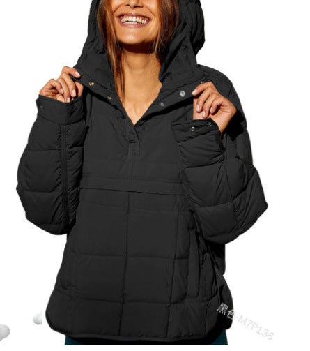 Hooded V-neck Pullover Pocket Lightweight Jacket