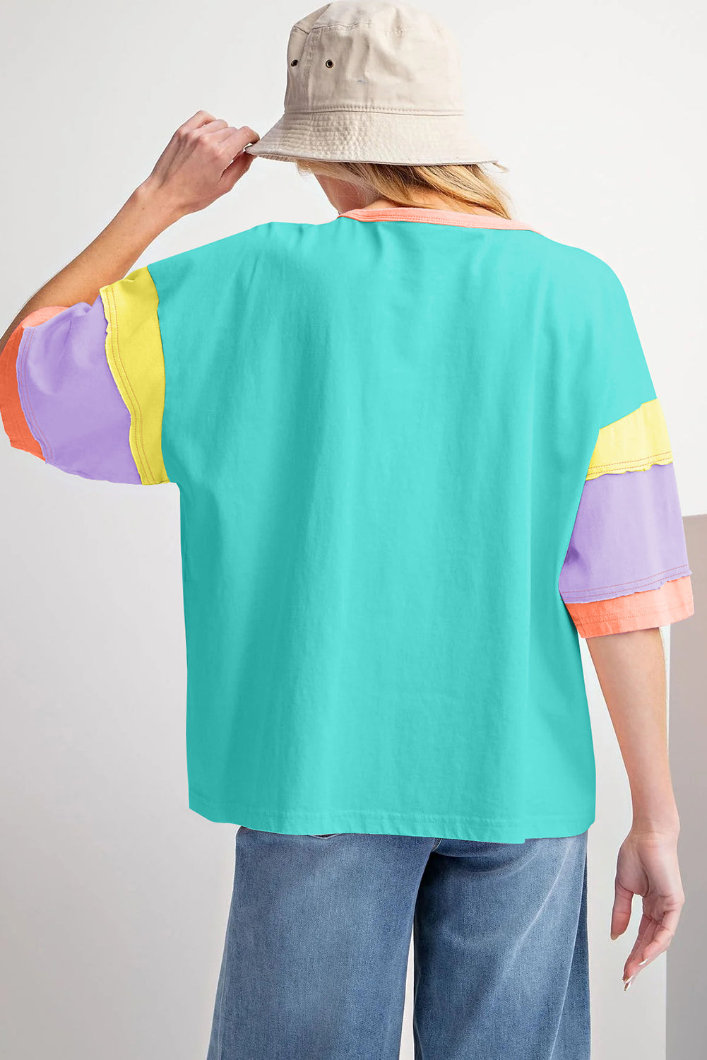 Color Block Stitching Sleeve Oversize Top