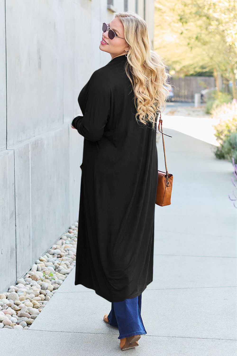 Open Front Long Sleeve Pocket Cardigan